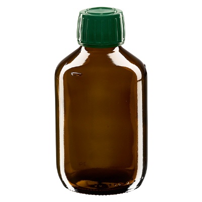 Bild 200ml Euro-Medizinflasche braun Verschluss grün OV