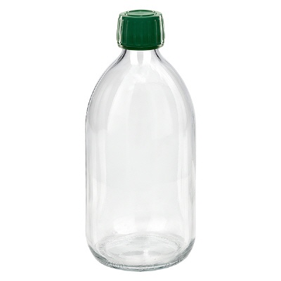 Bild 500ml Euro-Medizinflasche klar Verschl. grün OV